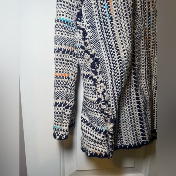 Lucky Brand Woman’s Pottery Open Cardigan Multicolor Stripe Small Fringe Boho - Picture 4 of 10